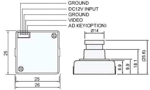 Размеры камеры видеонаблюдения DQ2-F2052W