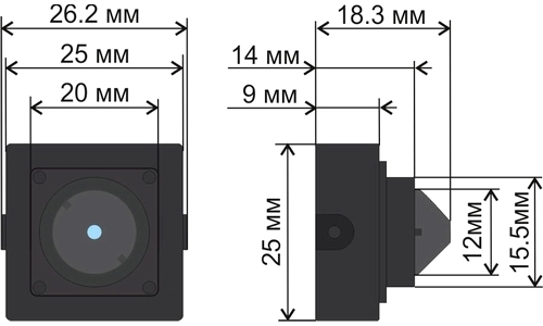 Размеры камеры видеонаблюдения DQ2-P2012W-P4